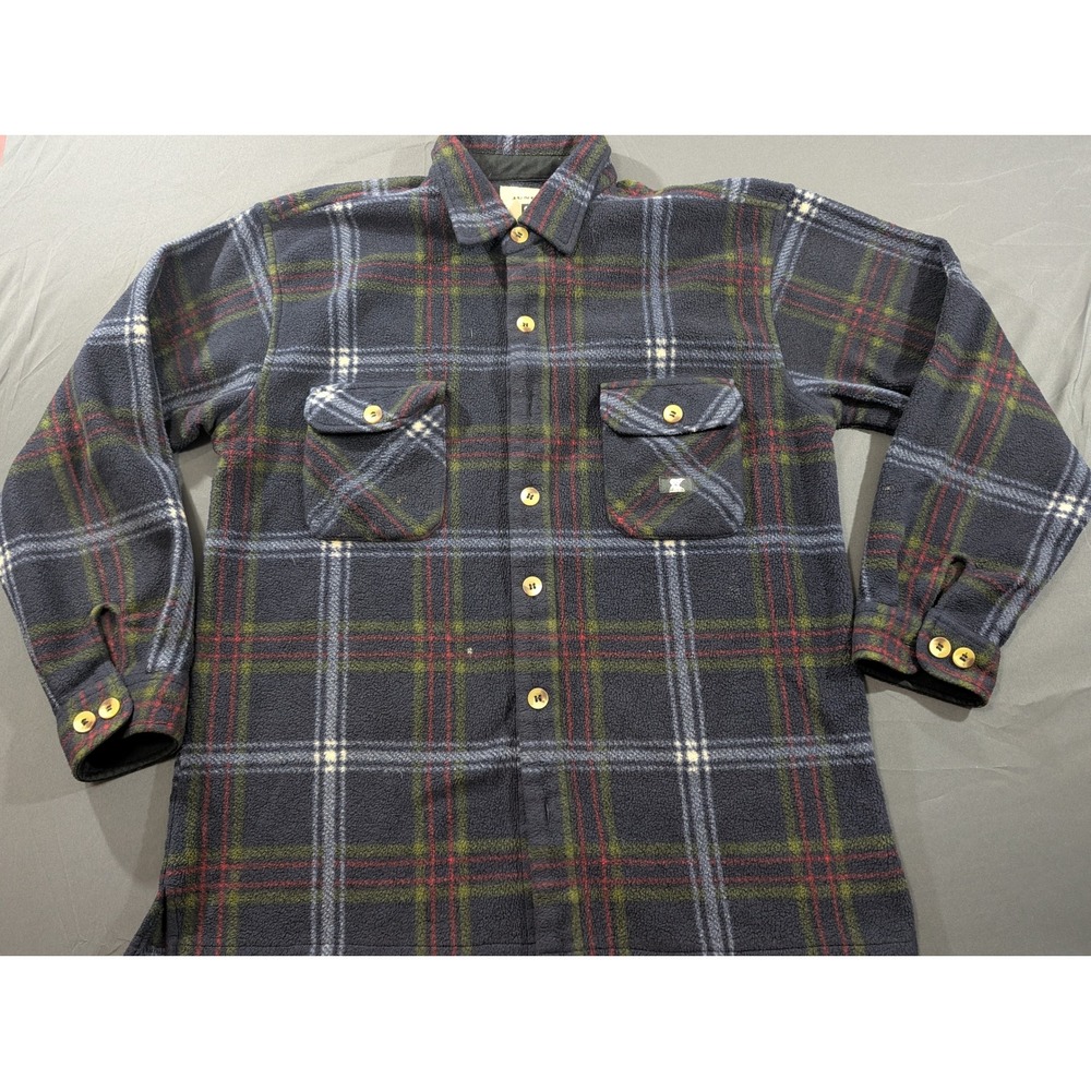 Juneau Quality Goods Mens Large Blue Plaid Fleece Button Down Shirt Jacket Lg